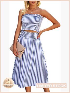 Floral Crop Top Maxi Skirt Set 2 Piece Outfit Boho Chic Summer Dress